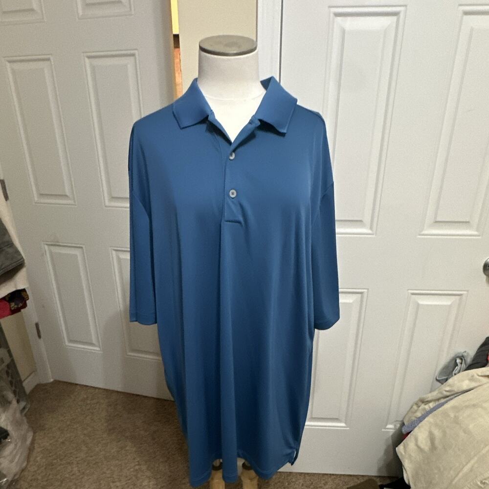 adidas Golf Men's 2XLT Big & Tall Blue Polo Shirt Short Sleeve Lightweight